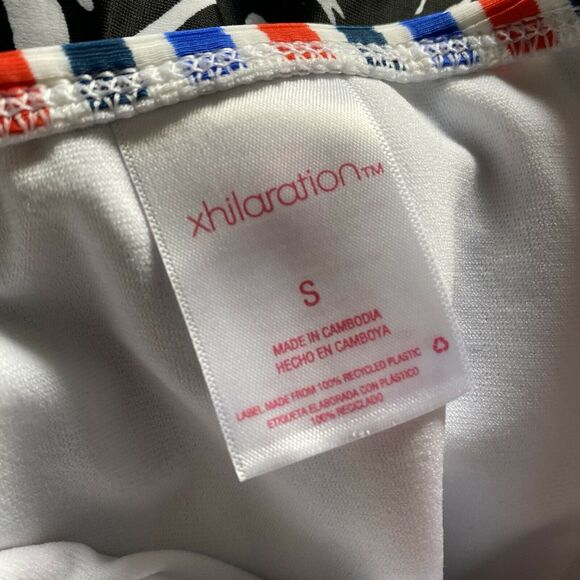 Xhilaration Ribbed Button-Front High Waist Bikini Bottom Small Red White Blue - Picture 6 of 7